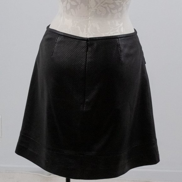 Tory Burch Black Leather Skirt 6 Perforated Mini Skirt - Picture 5 of 14